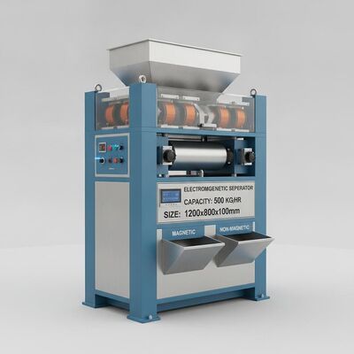 Separationcapacity 500 Kg hour Electromagnetic Separator Sized 1200mm X 800mm X 1000mm Designed for Magnetic Material Separation