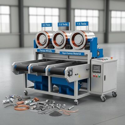 قدرت میدان مغناطیسی 0.5 تا 1.5 تسلا جدا کننده الکترومغناطیسی سیستم خودکار تضمین استخراج فلز صنعتی